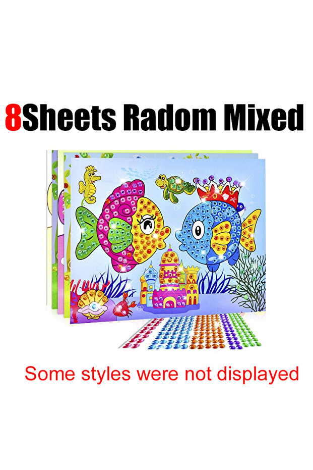 8 Sheets 4-12Sheets Diamond Sticker Cute Cartoon Animal Style Assorted Patterns DIY Handcraft Decora