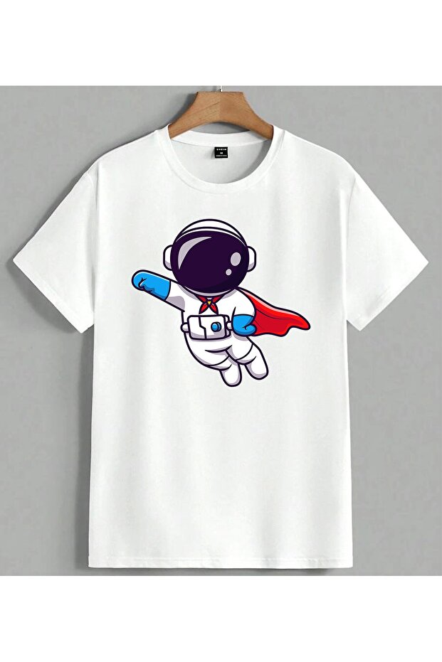 Alien Supermen Kose Helmet Printed Unisex Oversize T-Shirt White