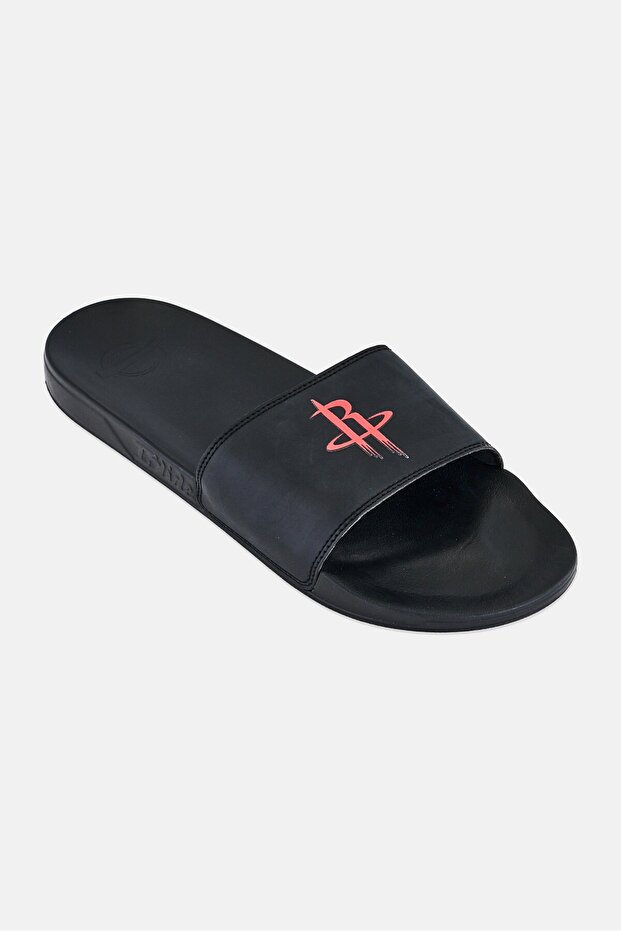 Men Houston Rockets Primary Logo Slip On Slides, Black