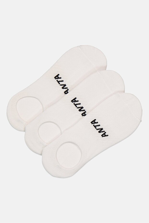 Kids Boy 3 Pairs Brand Logo Invisible Socks, White