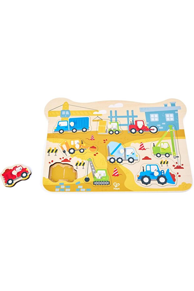 Construction Vehicles Peg Puzzle, 9 Pieces