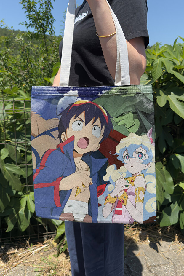Gurren Lagann V3 Summer Winter Double Sided Canvas Print Tote Bag Anime Bag