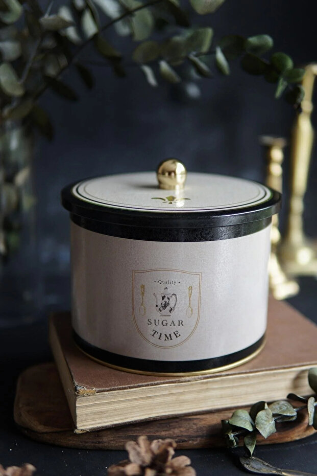 وعاء تخزين معدني منقوش بالسكر من أزورا، 14 سم، وعاء طعام، 3 لتر
