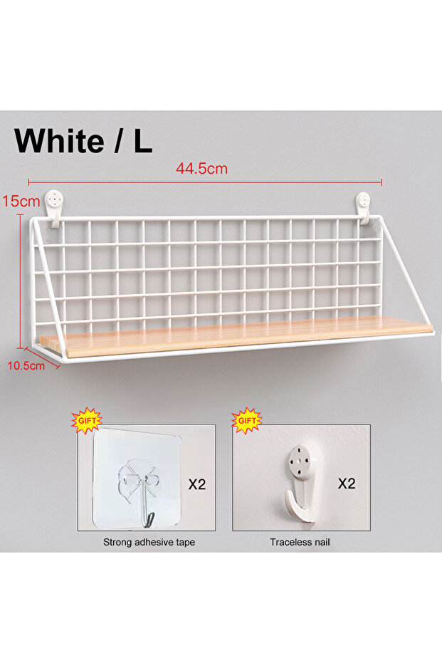 White L Wall Mounted Shelves Without Drilling Wood Hanging Shelf For Living Room Bedroom Storage Bas