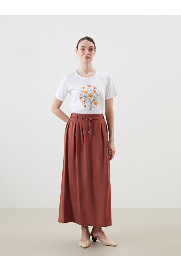 Original Elastic Waist Linen Look Skirt