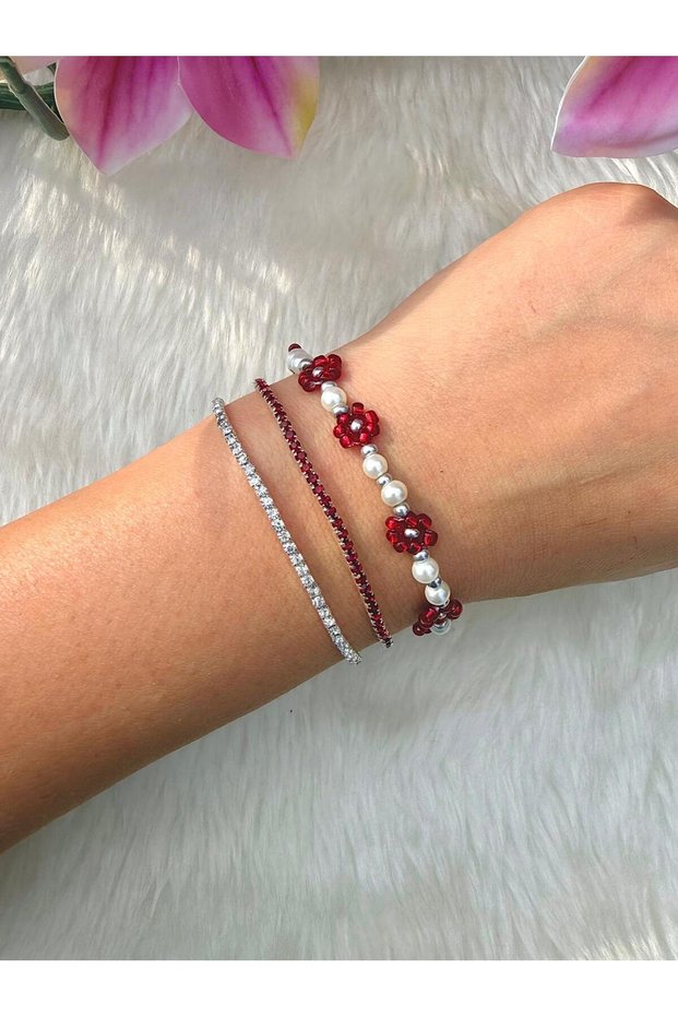 Colorful 3-Piece Bracelet Set Daisy Beads and Stone Waterway Combination Bracelet