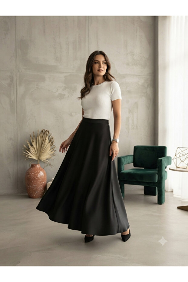 Women's High Waist Satin Skirt 2121