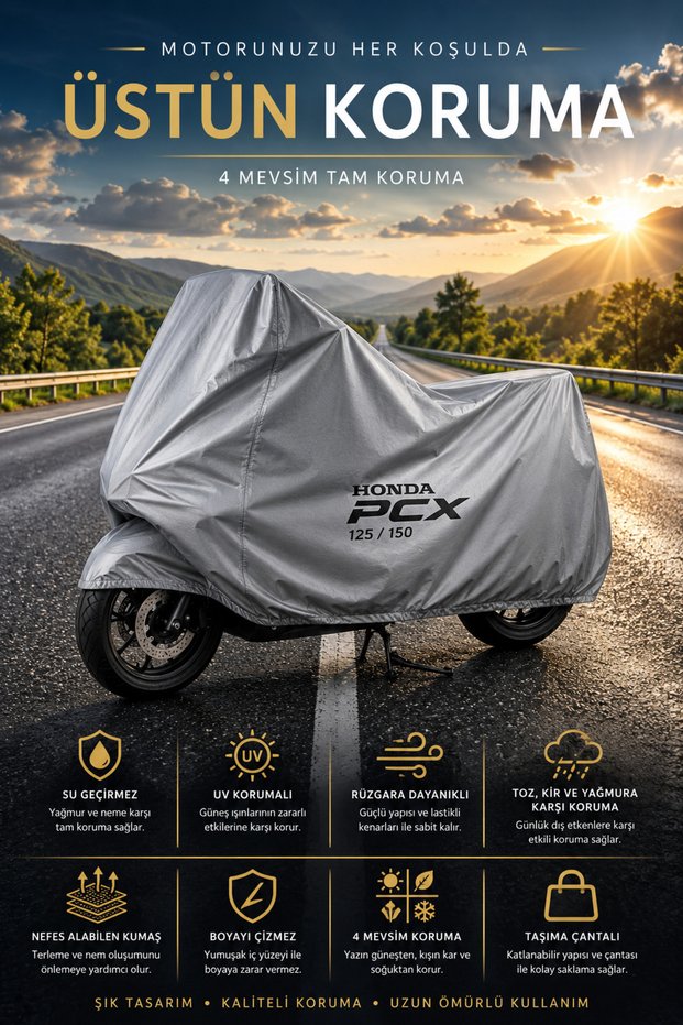 Honda Pcx Compatible Motorcycle Tarpaulin Waterproof Uv Protected Motor Tarpaulin Full Protection 4 Seasons Dust Rain Sun Snow Protector Gray