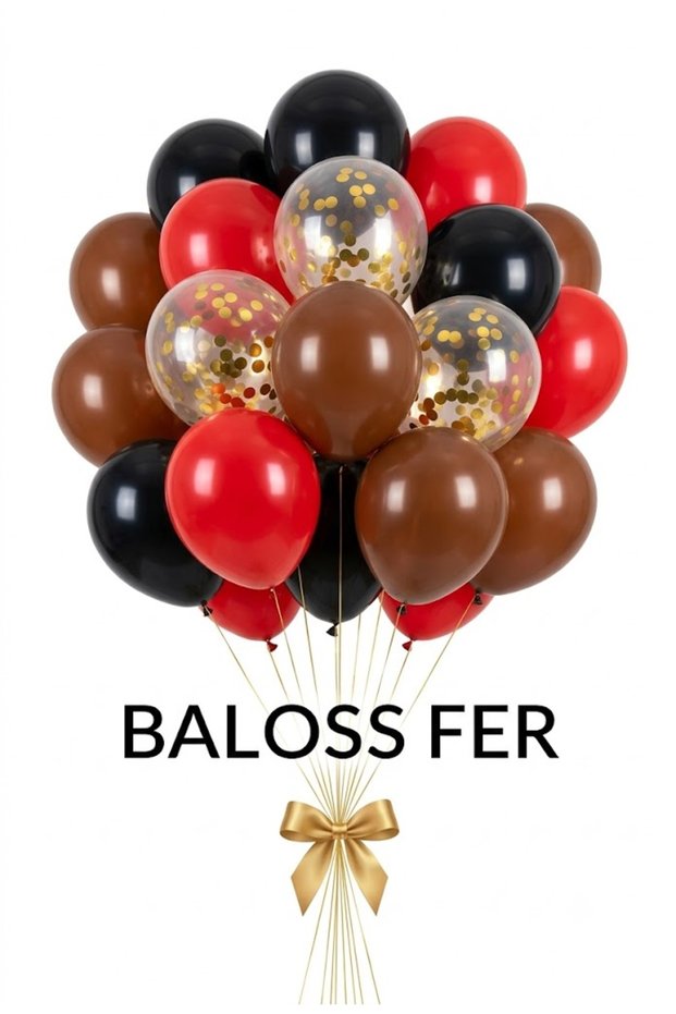 Set of 20 Black Red Brown Gold Confetti Balloons Valentine's Day Romantic Party Decoration