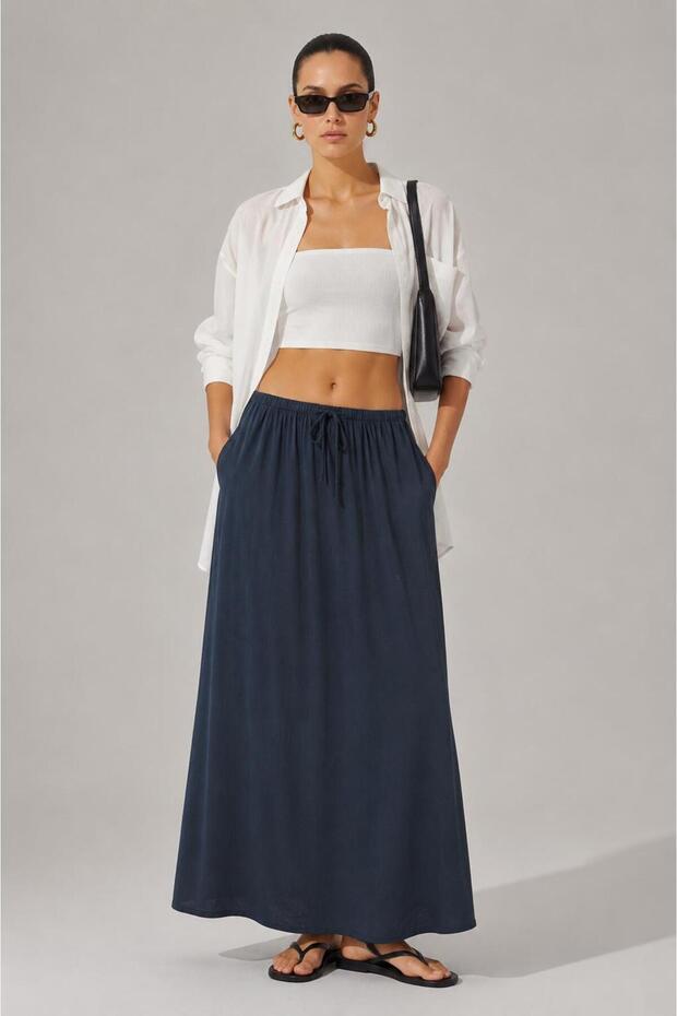 Beli Gathered Detailed Maxi Skirt