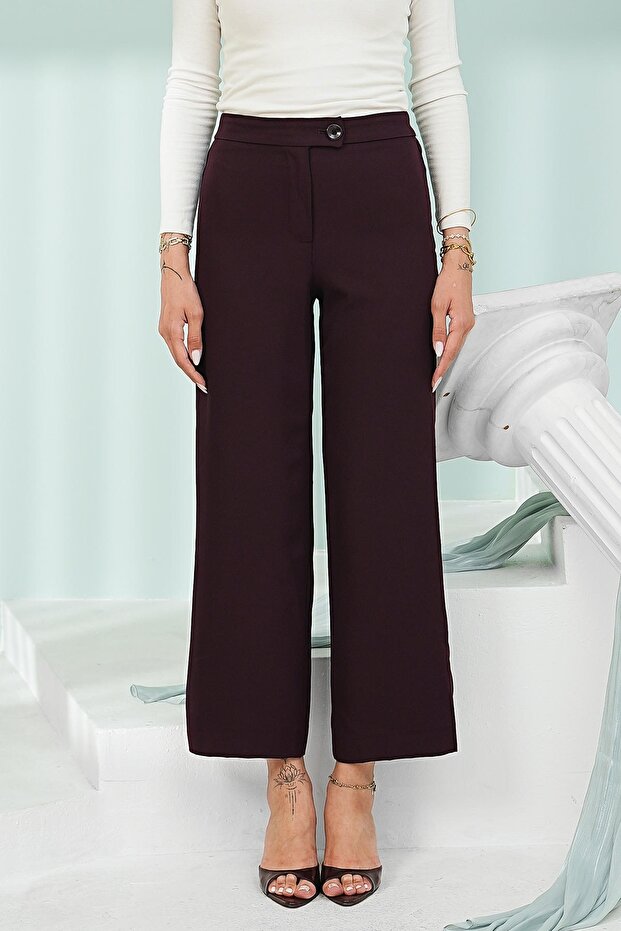 Plum Waist Elastic Wide Leg Pants