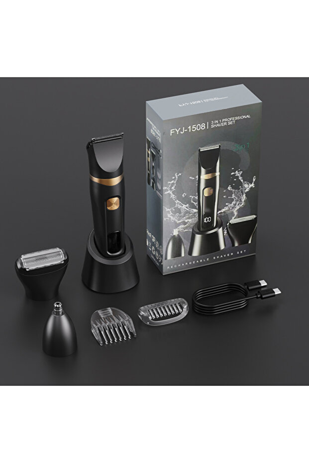 black Men's three in one multifunctional hair clipper, eyebrow trimmer, private area beard and nose