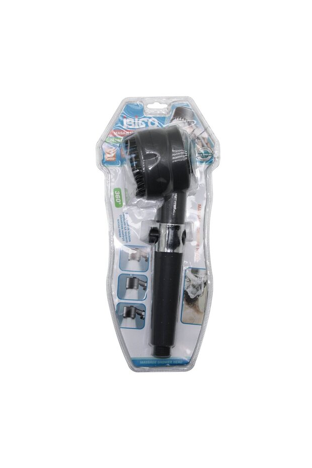 Massage Tip=Elastic Silicone Ultra Shower Head 360 Degree 3 Modes= Function Water Stop Button