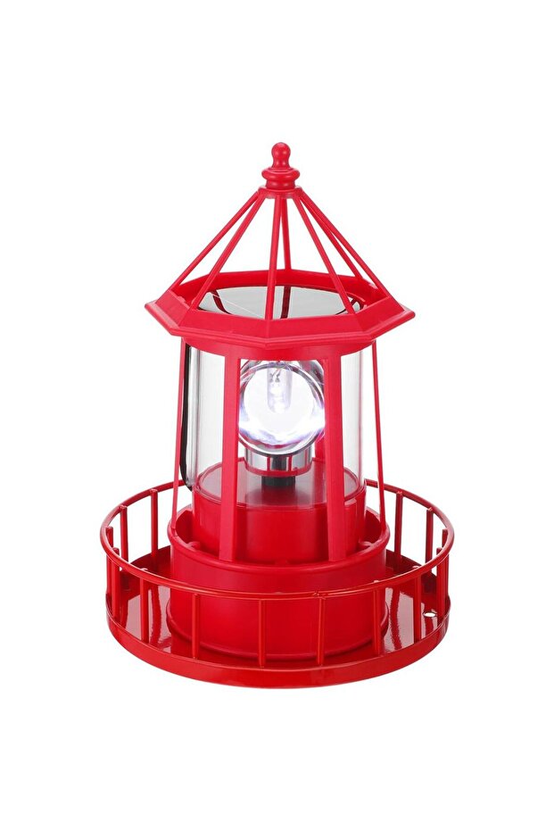 Solar-powered LED lighthouse, waterproof and durable, rotatable (360° rotation), can be hung in the garden as decoration.