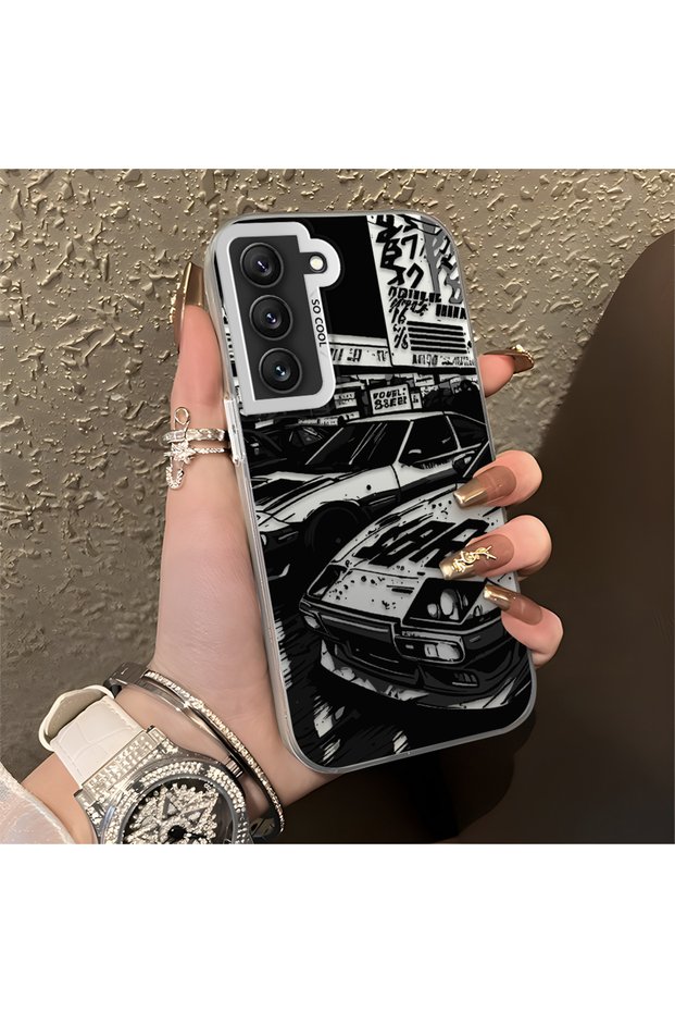 Samsung Galaxy S22 Compatible Manga Drawing Classic Car Plain Print Quality Silicone Case