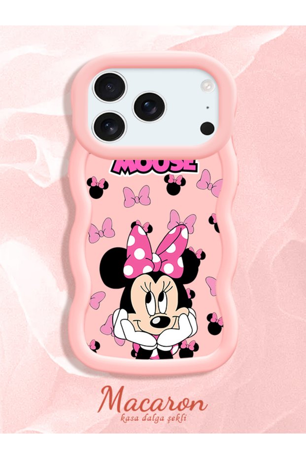 iPhone 17 Pro Compatible Wavy Frame Mouse Cartoon Pattern Quality Silicone Phone Case