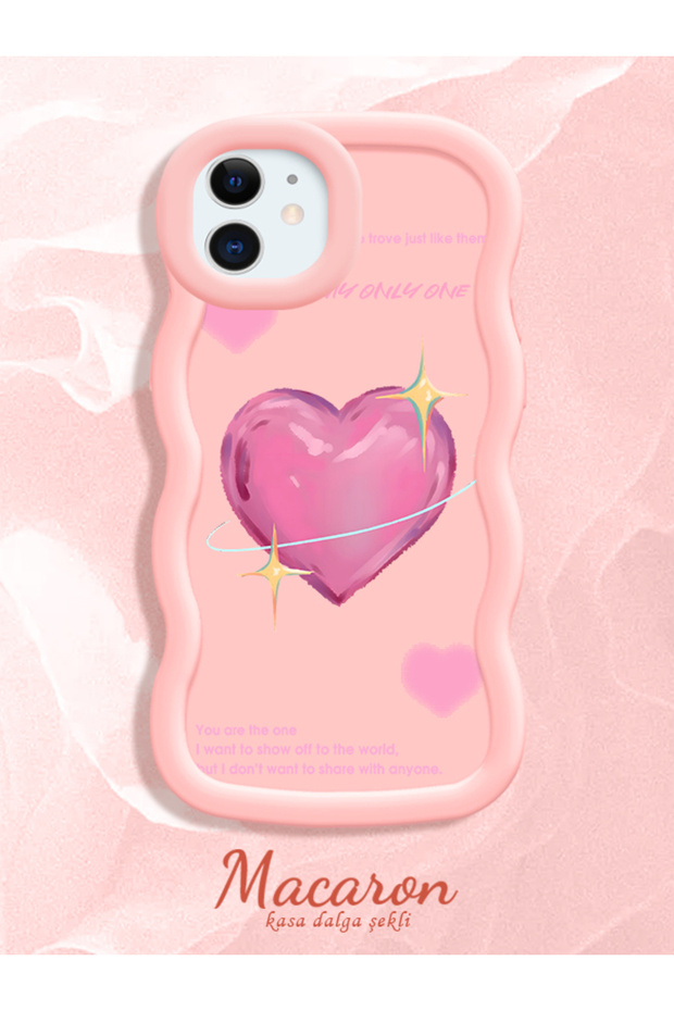 iPhone 12/12 Pro Compatible Silicone Phone Case with Sweet Pink Heart Motifs in Three Colors to Choose from