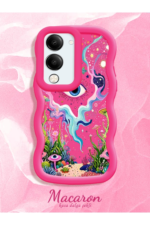Vivo Y29S Compatible Colored Psychedelic Eye Mushroom Drawing Flat Print Case