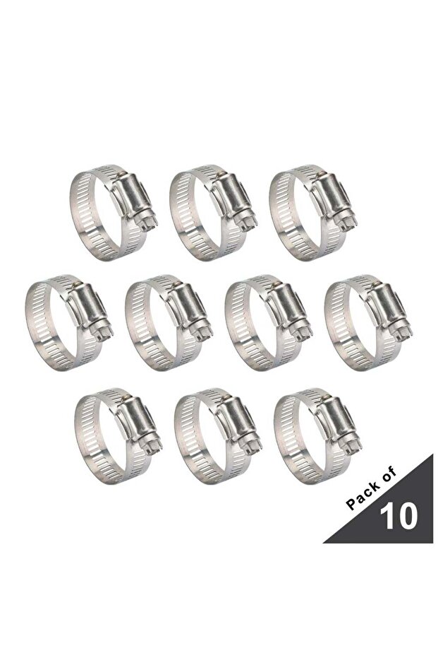 Stainless Steel Hose Clamps, Adjustable Worm Drive, (Pack-Of 10, 55-70mm)