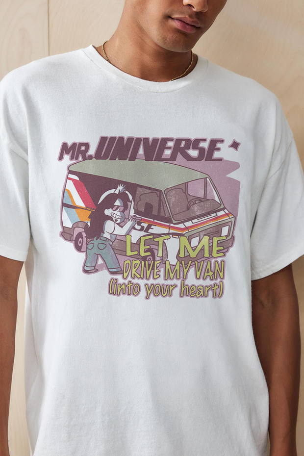 Unisex Oversize Steven Universe Let Me Drive My Van into Your Heart Printed Premium T-Shirt