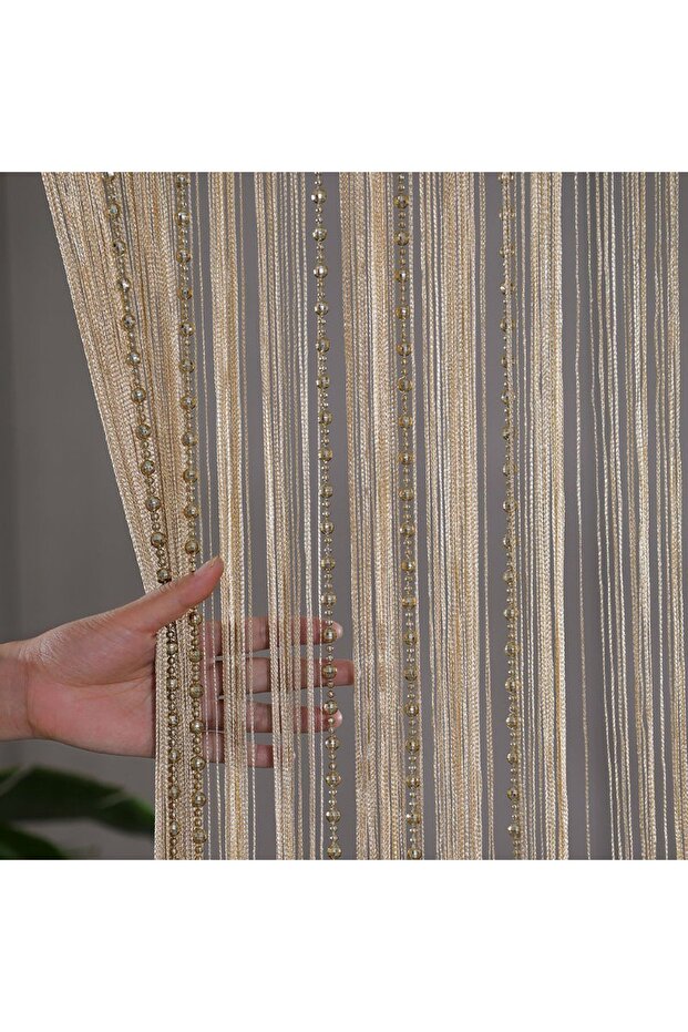 Decorative Curtains - Door Curtains - Fly Nets - 100 x 200 cm - Gold - Summer - Beaded Curtains - For doors, windows, open closets, laundry rooms