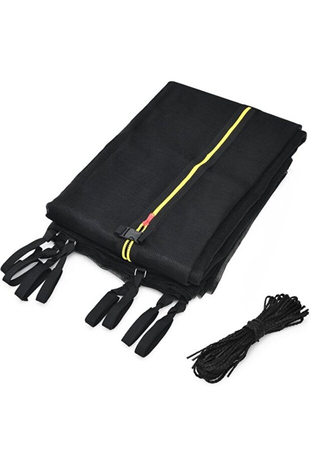 Replacement UV-Resistant Trampoline Safety Net (Ø427cm) - 180CM Height Double Zipper Mesh Enclosure for 8 Poles (Black)
