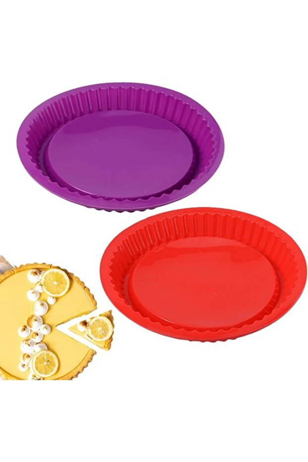Silicone Fruit Base Mold - BPA-free - Non-stick coating - Quiche Pizza Pies - Cake Pan - Set of 2.