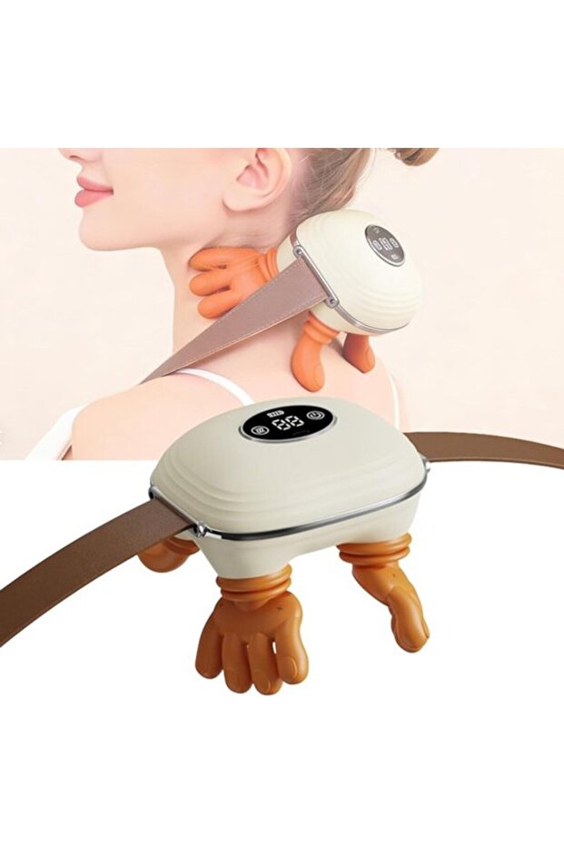 Neck Massager - Back Stimulator - Muscle Relaxation at Home - 4D Kneading Technology - USB Rechargeable - White