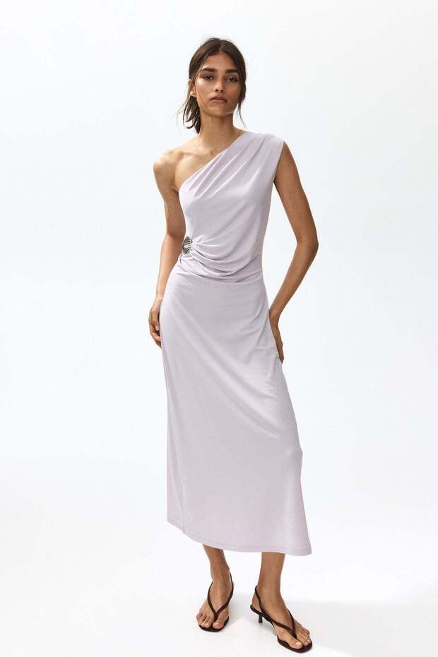 Draped one-shoulder dress