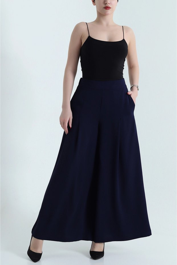Women's Wide Leg Crepe Tencel Pants with Zipper Pockets