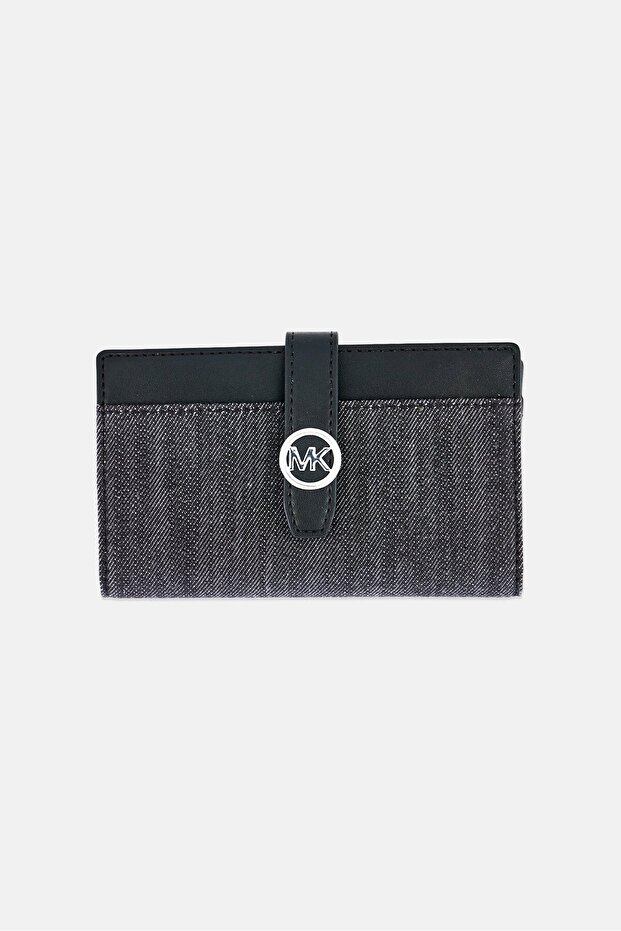 Women Brand Logo Bi-Fold Wallet, Wash Black