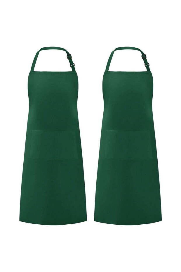 Two-Piece Adjustable Apron Waterproof Splash-Proof Two Pockets for Cooking Kitchen Grilling Painting Male Female Chef Dark Green