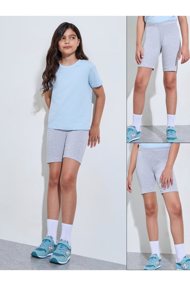 Teen Girls Pack of 2 -Grey Cotton Cycling Shorts