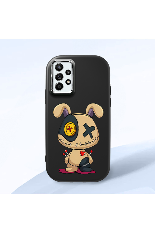 Samsung Galaxy A52 Compatible Case Camera Protector Black Silicone Couple Phone Case Character Patterned