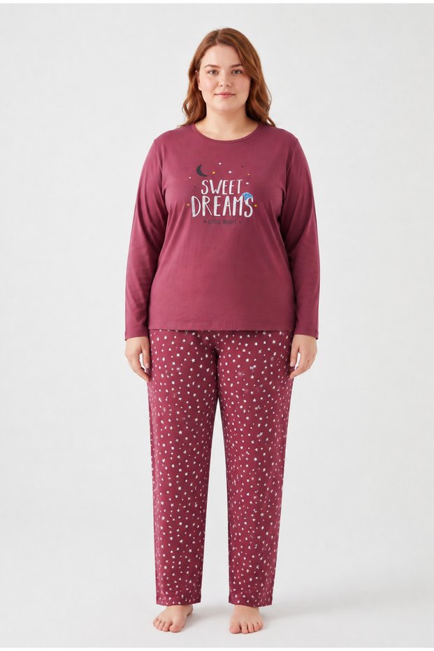 Plus Size Seasonal Long Sleeve Sweet Dreams Women's Pajama Set