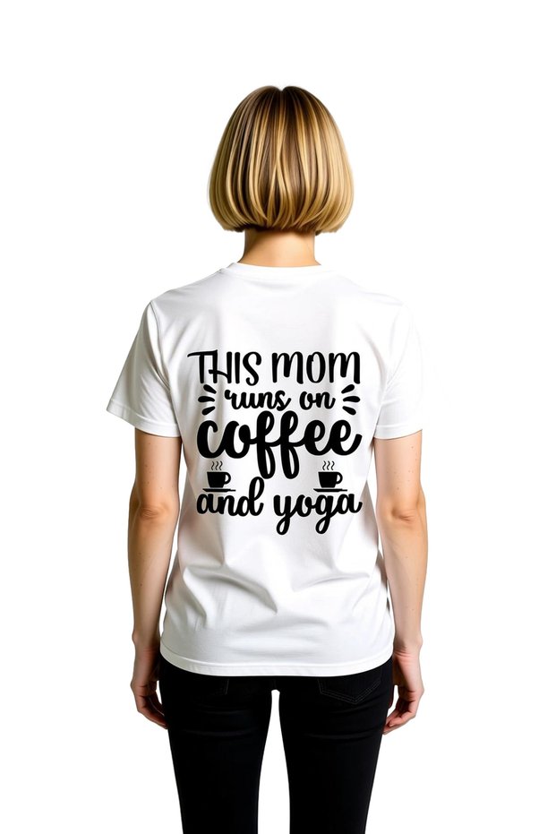 Women's 100% Cotton Coffee Yoga Printed Relaxed Fit Short Sleeve Round Neck Casual T-Shirt Modern Stylish