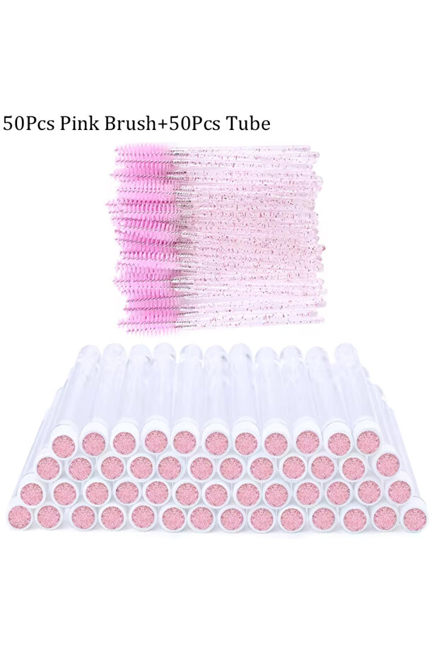 I 50pctube 50pcbrush 100Pcs Eyelash Brush Tubes Reusable Lash Mascara Wands In Tubes Eye Brow Applic