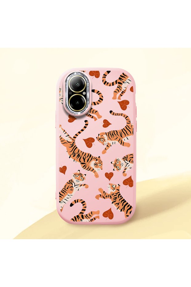 Realme C67 4g Compatible Shock-Absorbing Camera Protected Pink Silicone Case