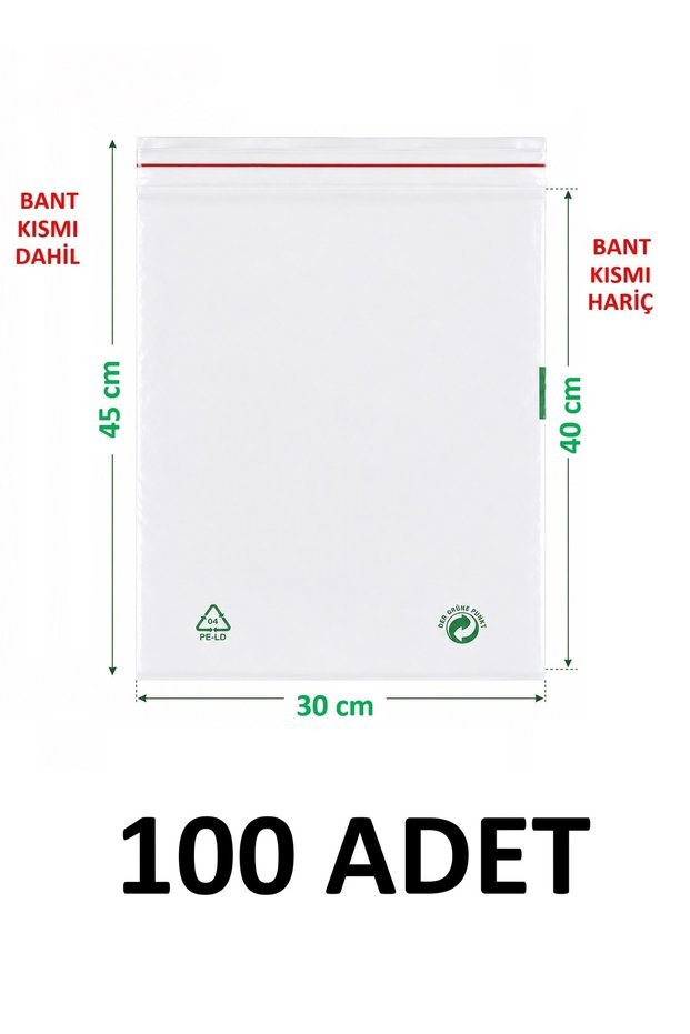 100 Pcs 30X40+5 cm Transparent Green Recyclable Adhesive Nylon Bag 30X45 Green Recycle Bag