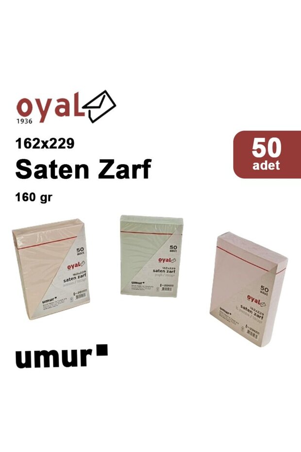 أظرف ساتان باللون الأخضر الداكن مقاس 162x229 160 جرام 50 قطعة من Oyal