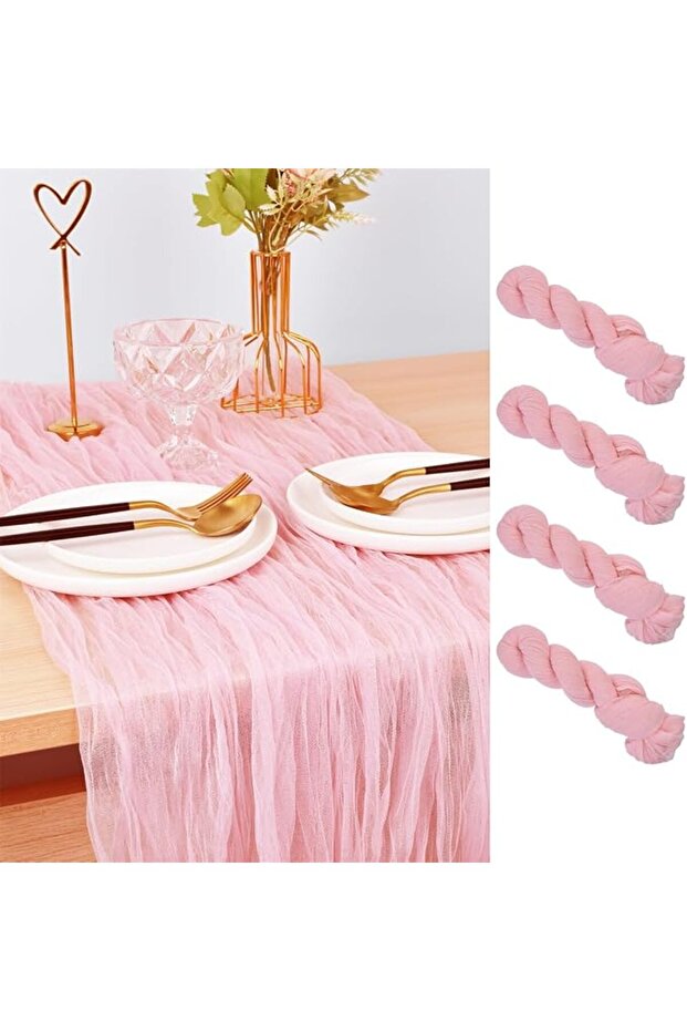 Joanlody Blue Cheesecloth Table Runner 10Ft Rustic Gauze Tablecloth Boho Backdrop Drape Fabric for W
