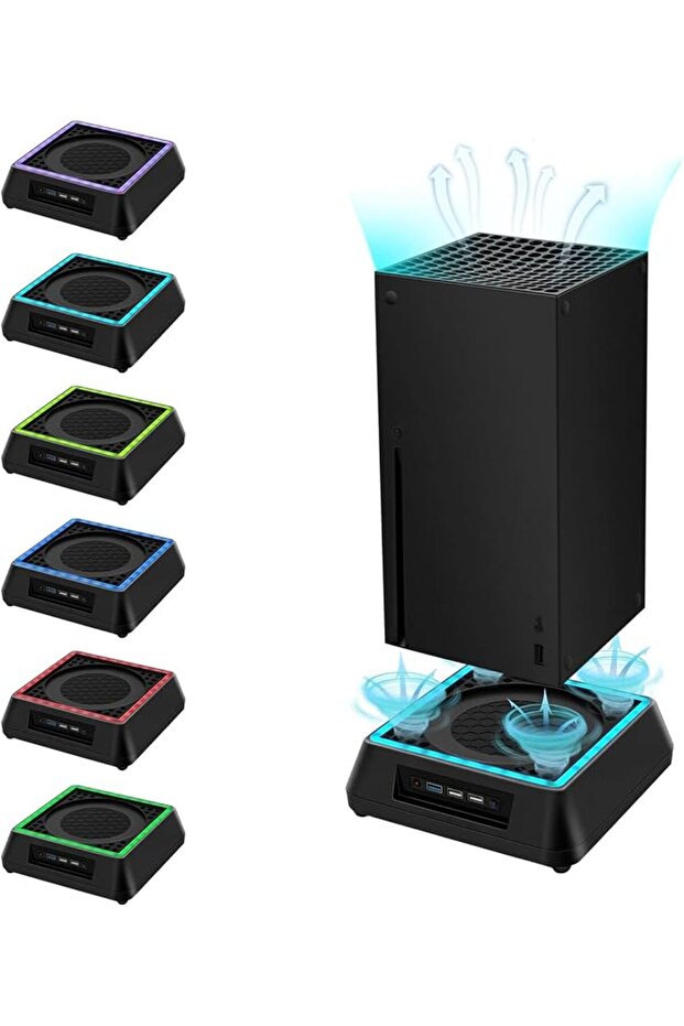 Xbox Series X Fan LED Stand with RGB Light/Adjustable Cooling Function/LED Display/USB 3.0/U