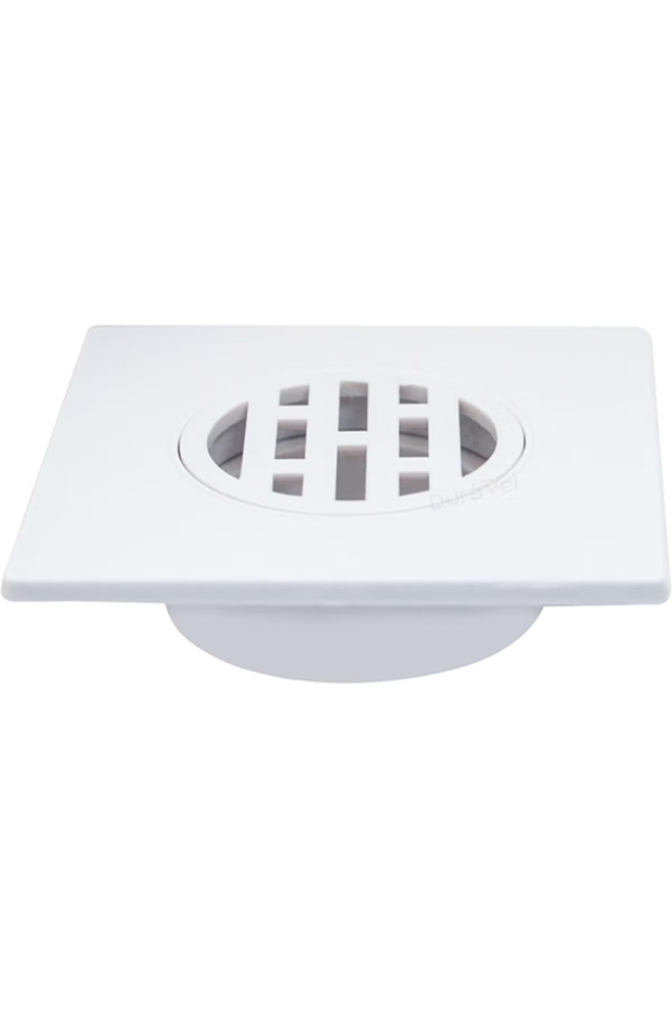 Square Floor Drain Cover, White PVC Plastic, Modern Design Bathroom Shower Grate (8x8 cm)