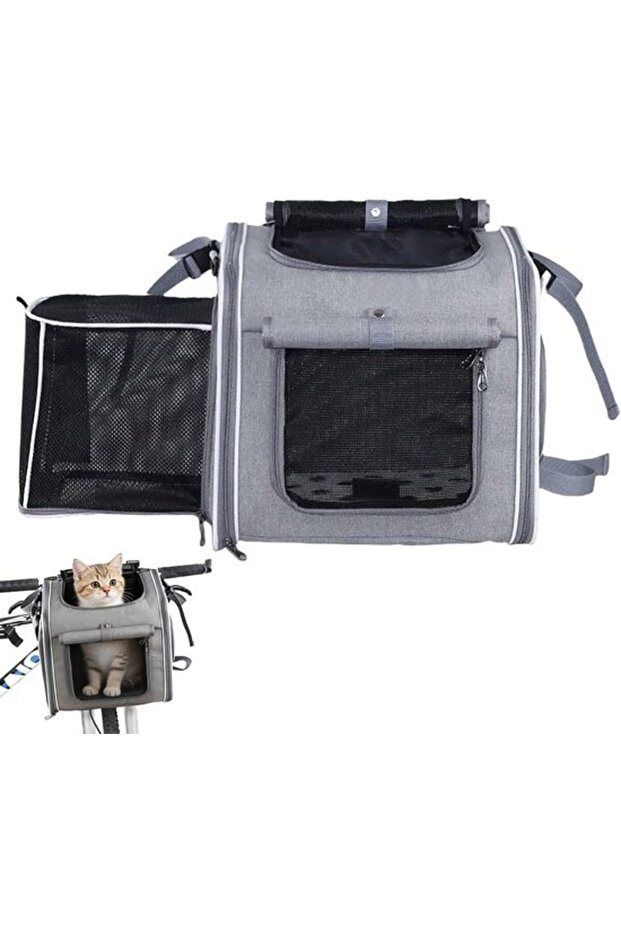 Grey foldable dog bike basket 36x26x31cm.