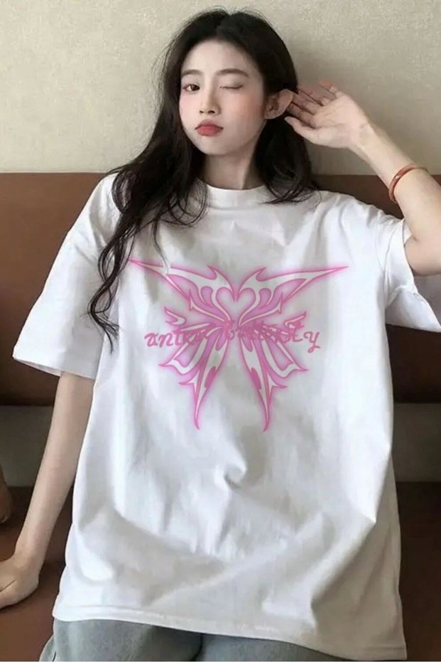 White Unisex Shine Butterfly T-Shirt- mingalondon