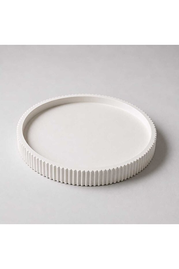 Handmade Decorative Round Corrugated Edge Presentation and Serving Tray