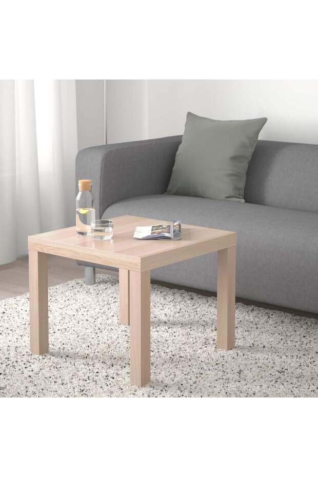 Side table, white stained oak effect, 55x55 cm