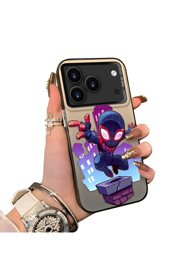 حافظة هاتف متوافقة مع iPhone 17 Pro مصنوعة من السيليكون بحافة صلبة وخلفية صلبة بنمط سبايدرمان