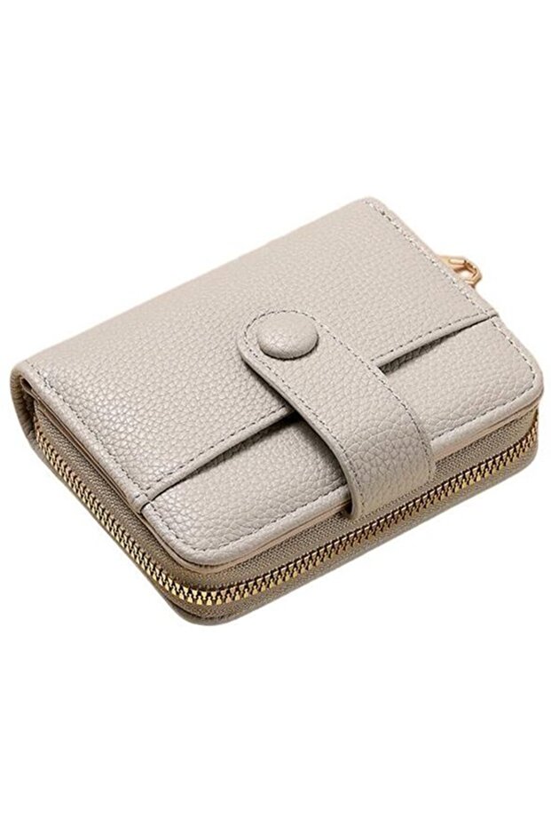 Women's PU leather mini wallet modern zipper coin purse.