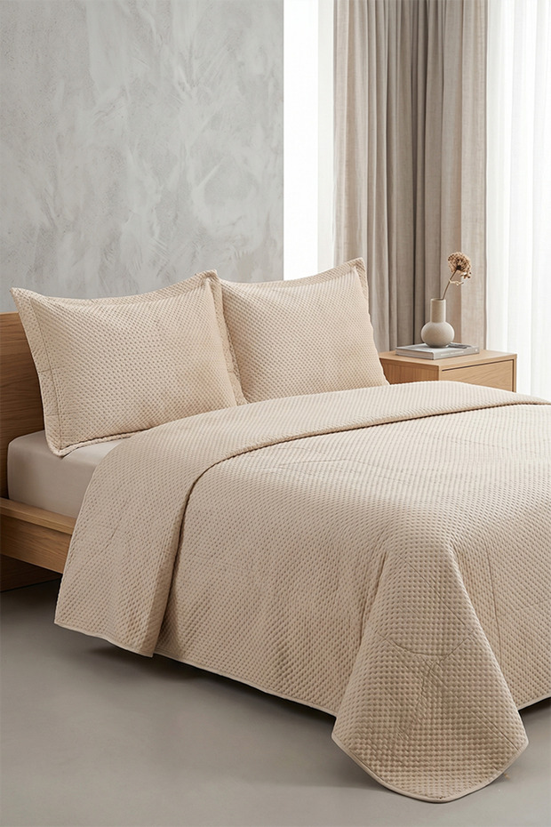 Coffee Double Bedspread with Pillowcases 240X260 cm